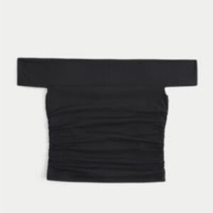 Hollister Soft Stretch Seamless Fabric Ruched Off-the-Shoulder Top Black